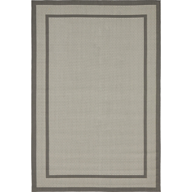 Tapis intérieur / extérieur gris Rezzan, Rectangulaire 7 pi 1 po x 10 pi