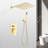 Wall Mounted 12" Rain Shower - Gold Brass, Self-Cleaning Nozzle For A Continuous Water Flow, American Standard Pipe Head Mounted, An Appealing Bathroom,-121320270