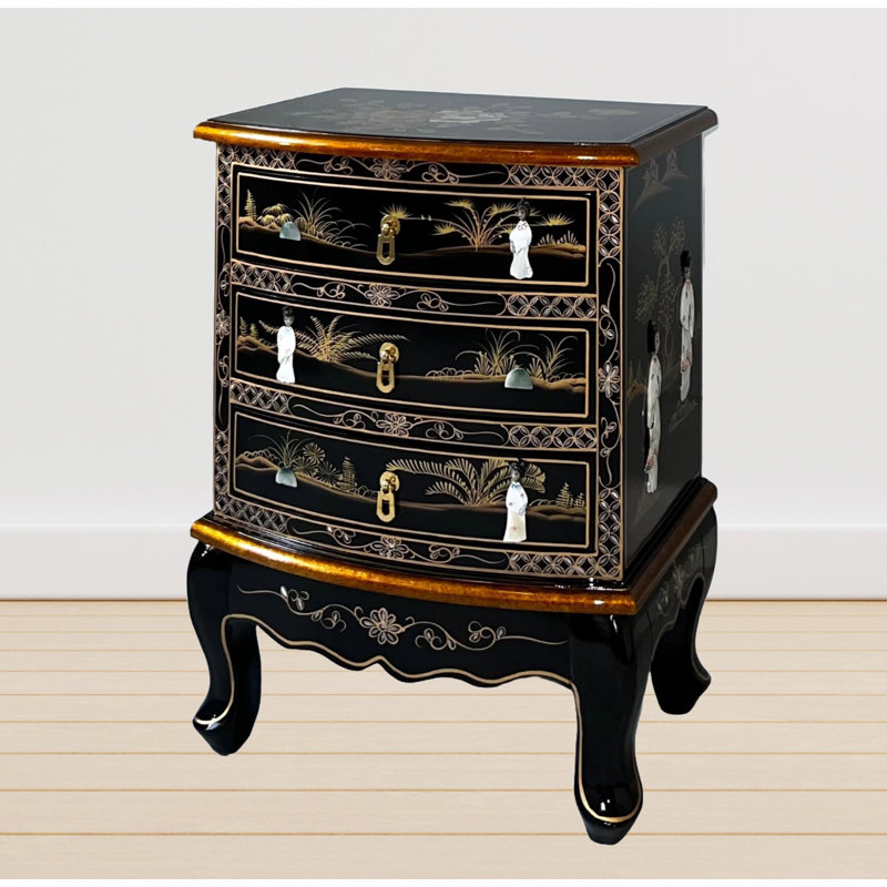 Mother of Pearl 3 Drawer Chest Of Drawers Bedside Cabinet