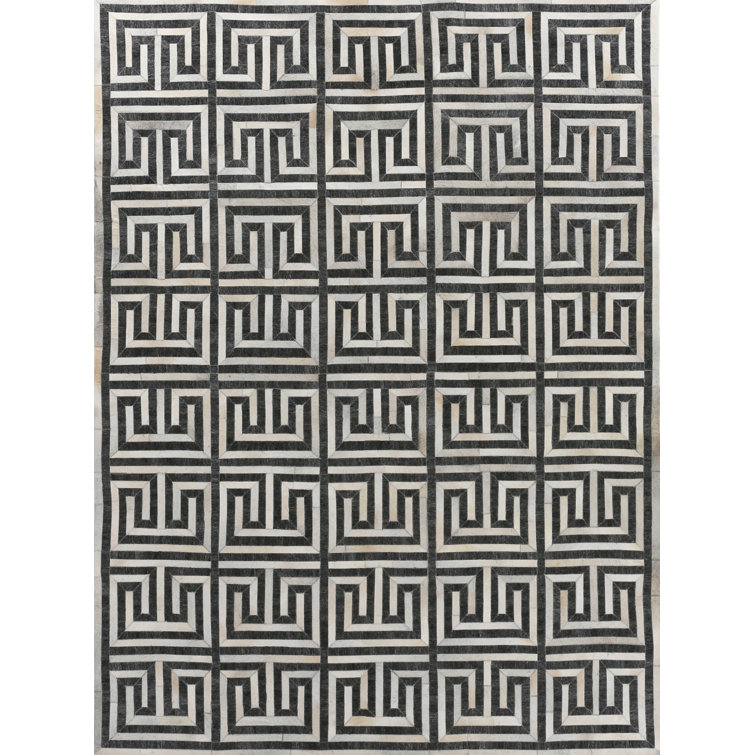 Berlin Geometric Area Rug in Charcoal/Ivory/Beige