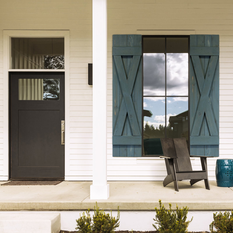60'' Slate Black Cedar Board and Batten Shutters Set