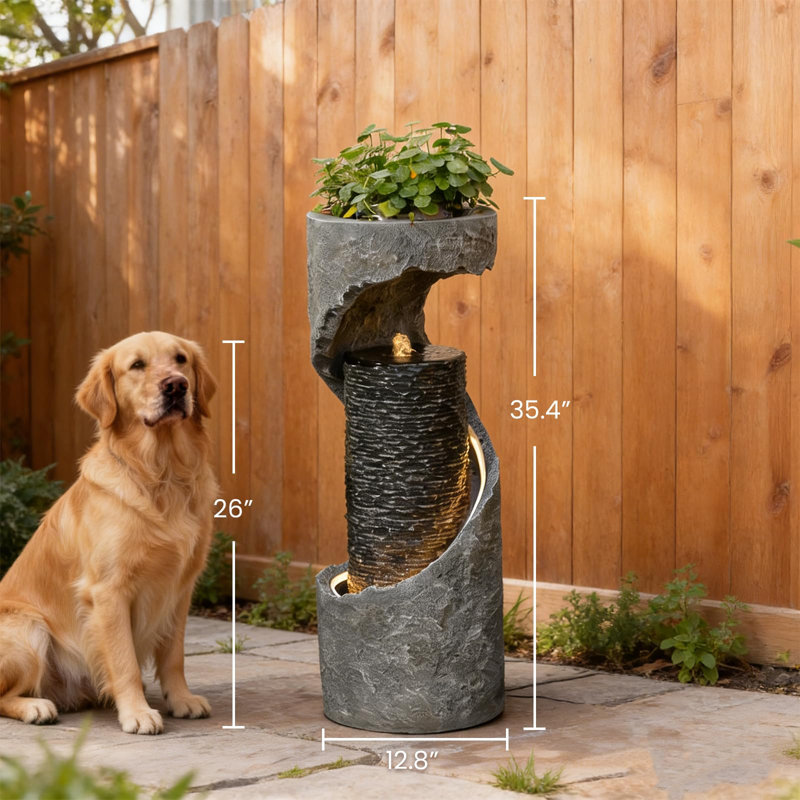 Fontaine d'extérieur moderne de 90 cm de haut avec cascades