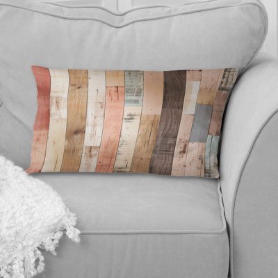 Farmhouse Planks Pink Striped Pattern - Striped Printed Throw Pillow