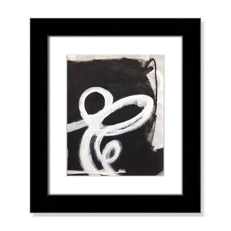 Bronte Ansonia Swirly Swirls II, impression encadrée sur papier, Cadre carré noir avec passe-partout