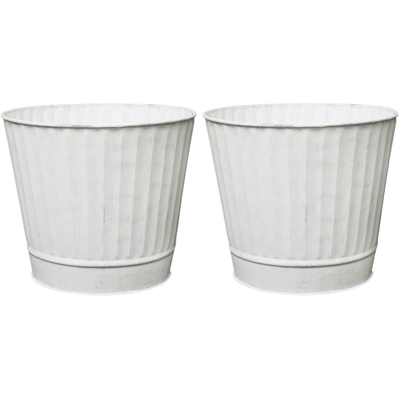 Paquet de 2 pots à fleurs en métal blanc Hosley, 5 po de diamètre x 4,8 po de hauteur, pour les arrangements floraux, les mariages, les fêtes, les événements et la décoration intérieure