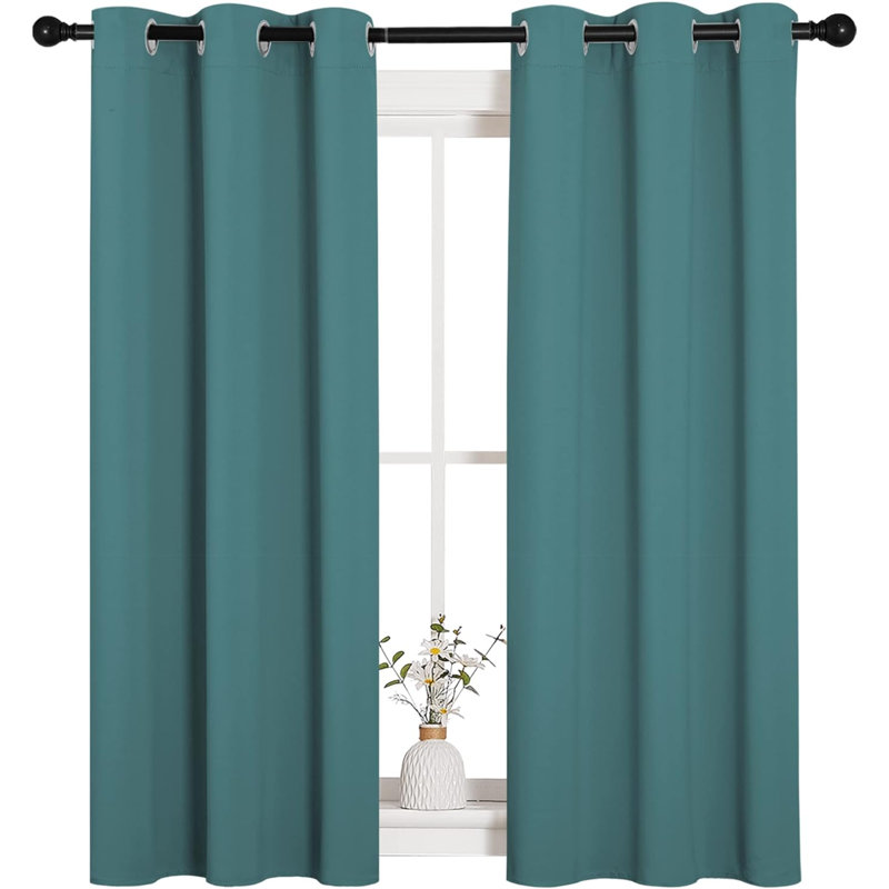 Window Curtain Panels, Christmas Window Decoration Thermal Insulated Solid Grommet Blackout Draperies/Drapes For Bedroom (1 Pair, 34 By 54-Inch, Olive Green)