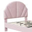 UK & EU Single Velvet Kids Bed Frame with Adjustable Headboard, Soft Upholstered Children's Bed, Pink & Beige, 90x190/200cm-839344553-839344596