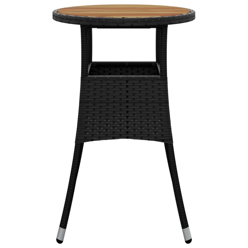 Garden Rattan/Steel/Wooden Dining Table, Black, 75 x 60 x 60cm