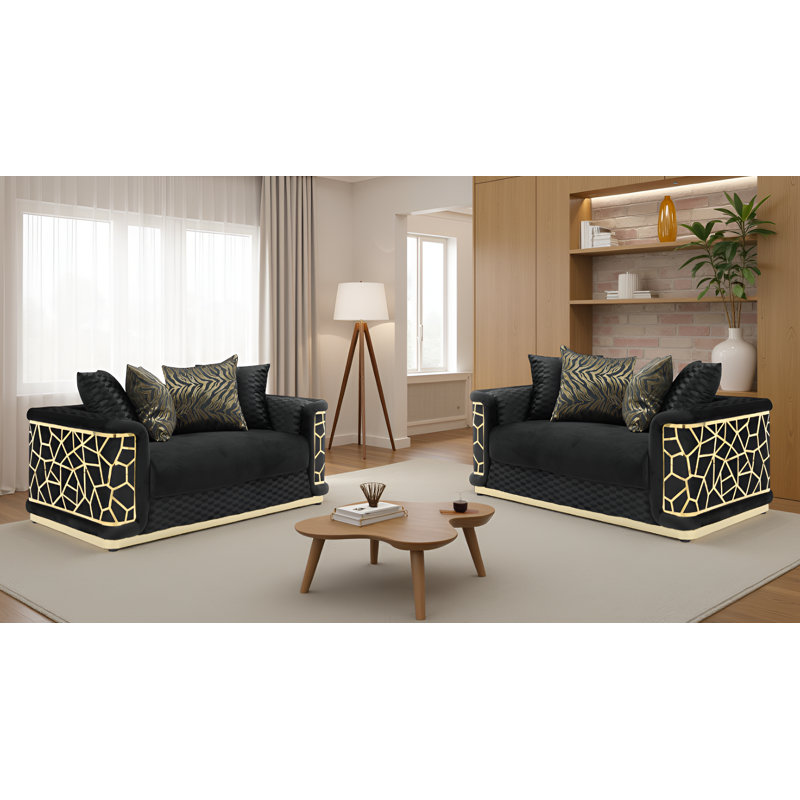 Fermo Black Loveseat Set Of 2, Ivory