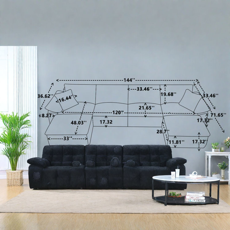 144 " Corduroy U-Shaped Sectional with Ottoman