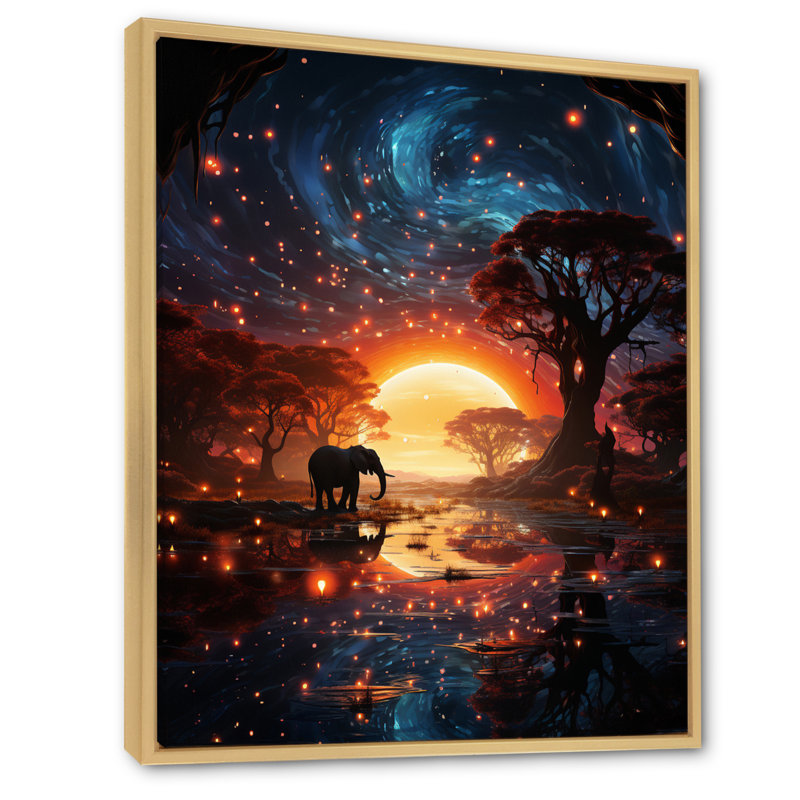 «Steff African Celestial Safari II», reproduction sur toile, H 32 po x l 24 po x P 1 po, Cadre flottant naturel