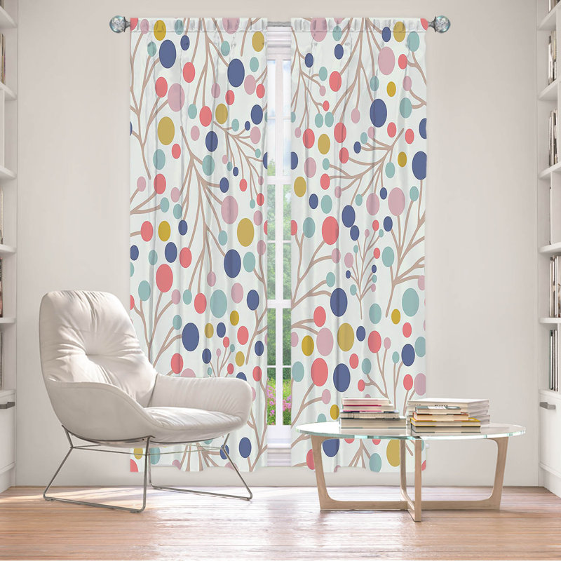 Paire de rideaux obscurcissant en polyester Glenoe, Bleu / Rose / Jaune, L 20 po x L 82 po