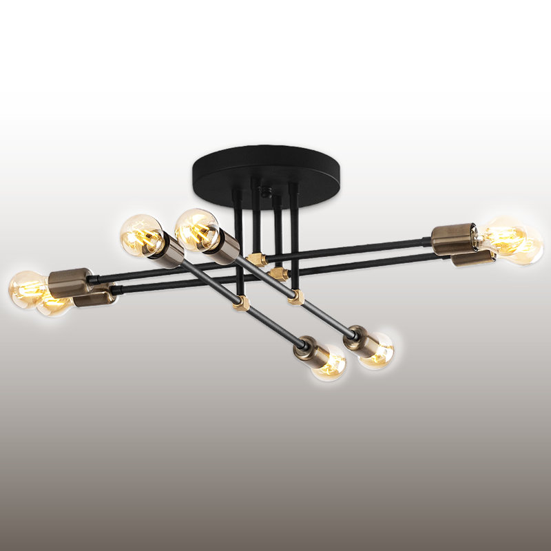 8 Lights Linear Semi Flush Mount