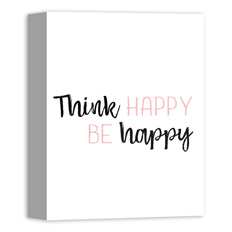 «Think Happy Be Happy», reproduction d'art textuel sur toile, H 10 po x l 8 po, Toile tendue