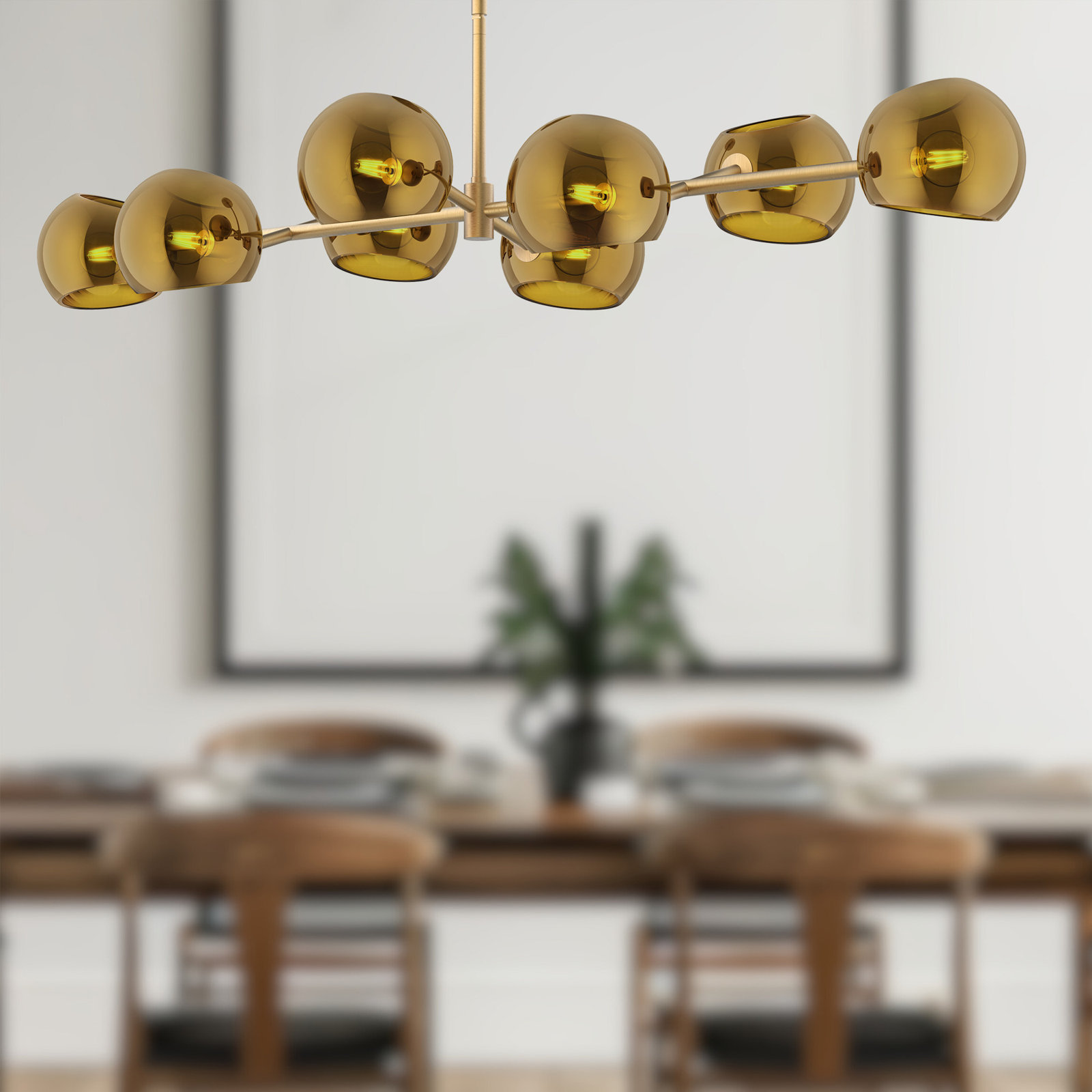 Willow 8 - Light Sputnik Chandelier, Brushed Gold, Copper