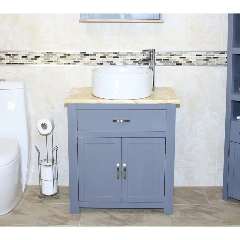 Rodden 751mm Single Bathroom Vanity with Vessel Ceramic Basin, Onyx, Grey