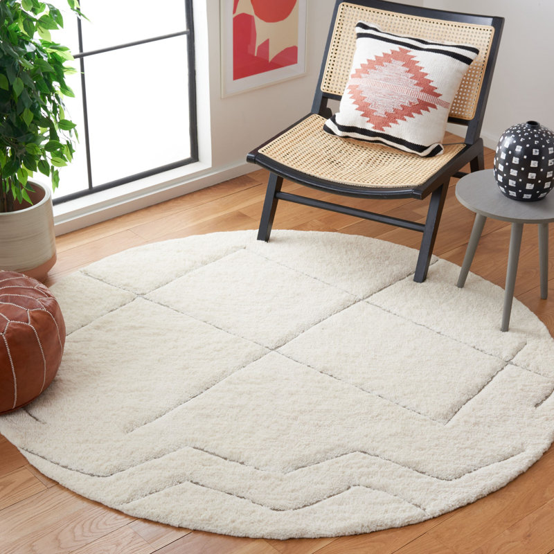 Tapis géométrique tissé à la main Henrie, Rond 6 pi