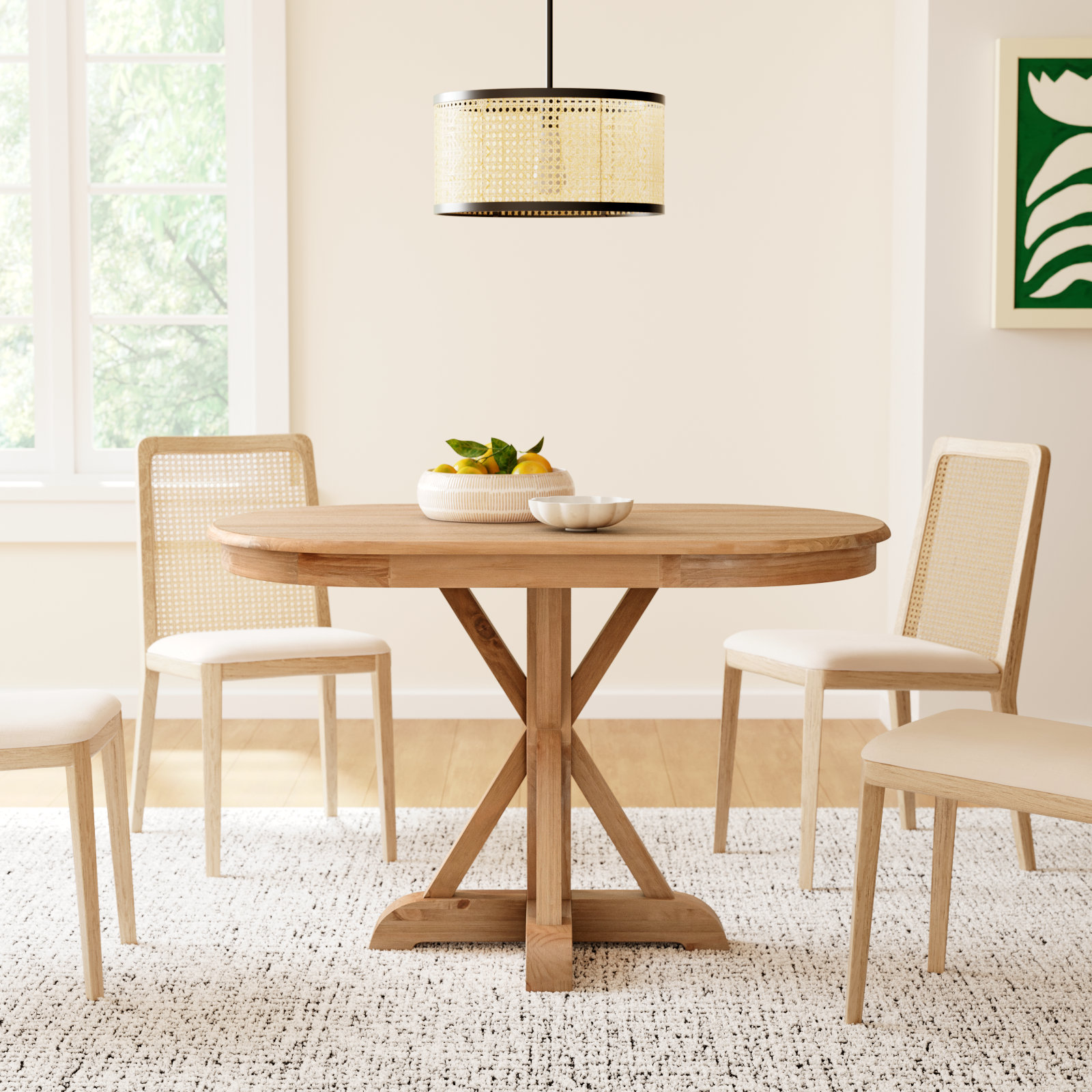 Alleghany Solid Wood Pine Dining Table, Brown Wood