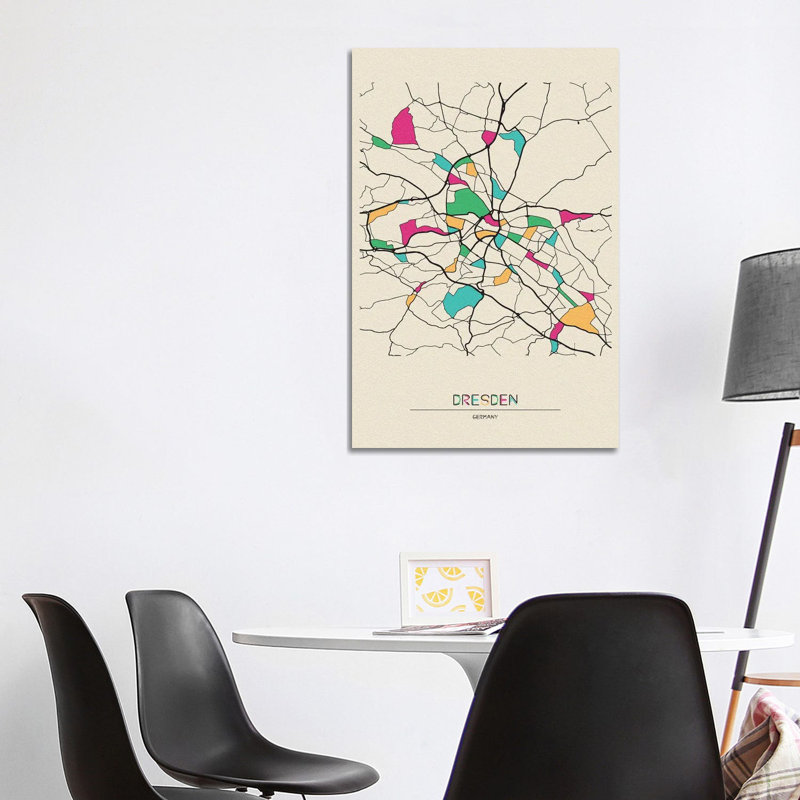 Dresden, Germany Map by Ayse Deniz Akerman - Wrapped Canvas Print, 66.04 cm H x 45.72 cm W