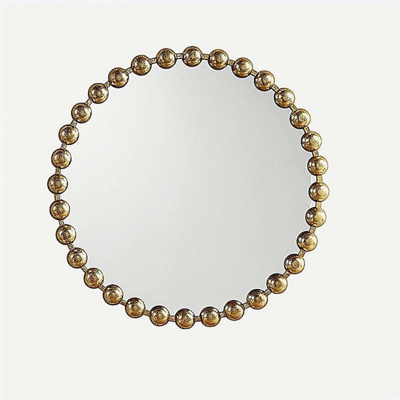Miroir mural perlé 27 po, 27 po x 27 po, Doré
