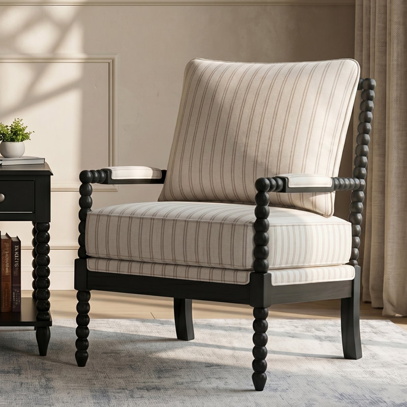 Chaise d'appoint Lorentz, Noir, Beige Polyester