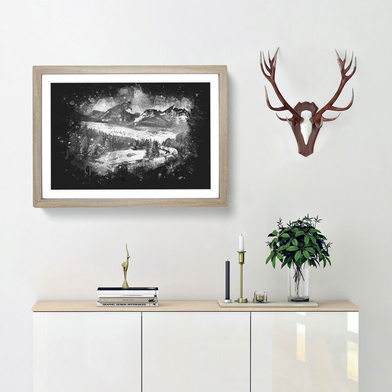 Train Through Canada - Single Picture Frame Print on MDF, Oak Framed, 33cm H x 45cm W x 2cm D