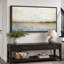 «Minimal Landscape Reflective Lake with Golden Accents», art moderne très grand, reproduction d'art-100937106-111665439
