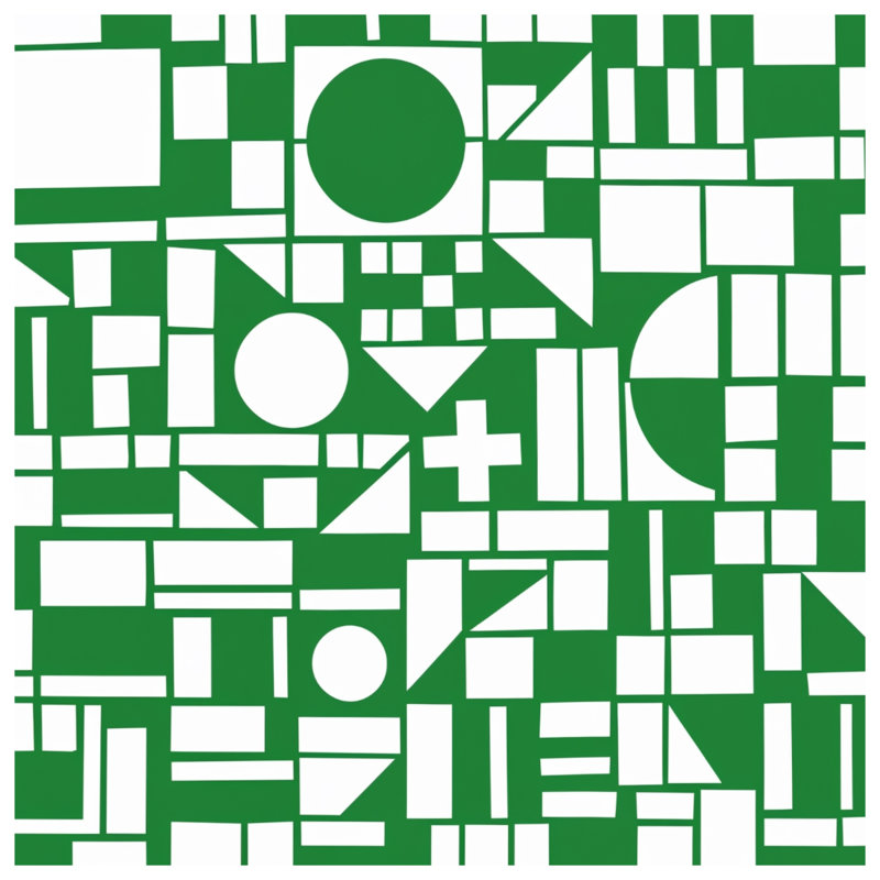 Green White Geometric Shapes Wall Tapestry - Geometric Shapes Wall Decor, 104in H x88 with 4 Grommets