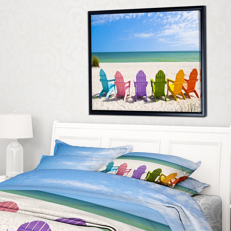 Photographie de plage, art mural, chaises Adirondack, reproduction côtière - chaises de plage Adirondack, L 40 po x H 30 po
