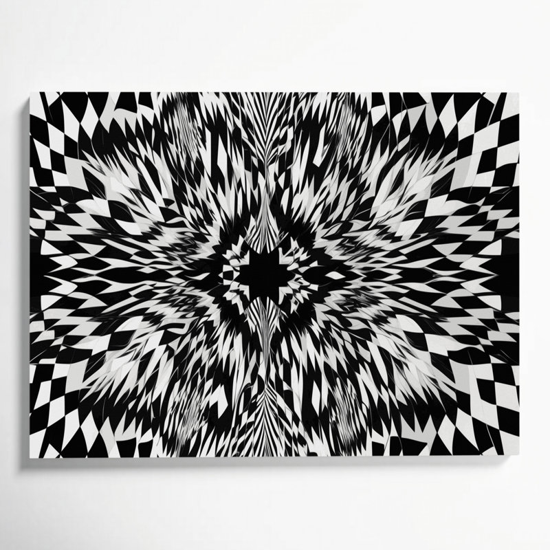 Art mural sur toile noire «Op Art 1», H 11 po x l 14 po