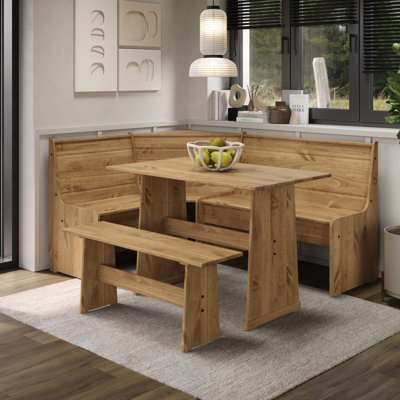Piumafua 6 - Person Pine Solid Wood Solid Wood Top Double Pedestal Dining Set