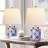18.9" Blue Porcelain Jar Table Lamps for Living Room, Bedroom,Includes Bulbs