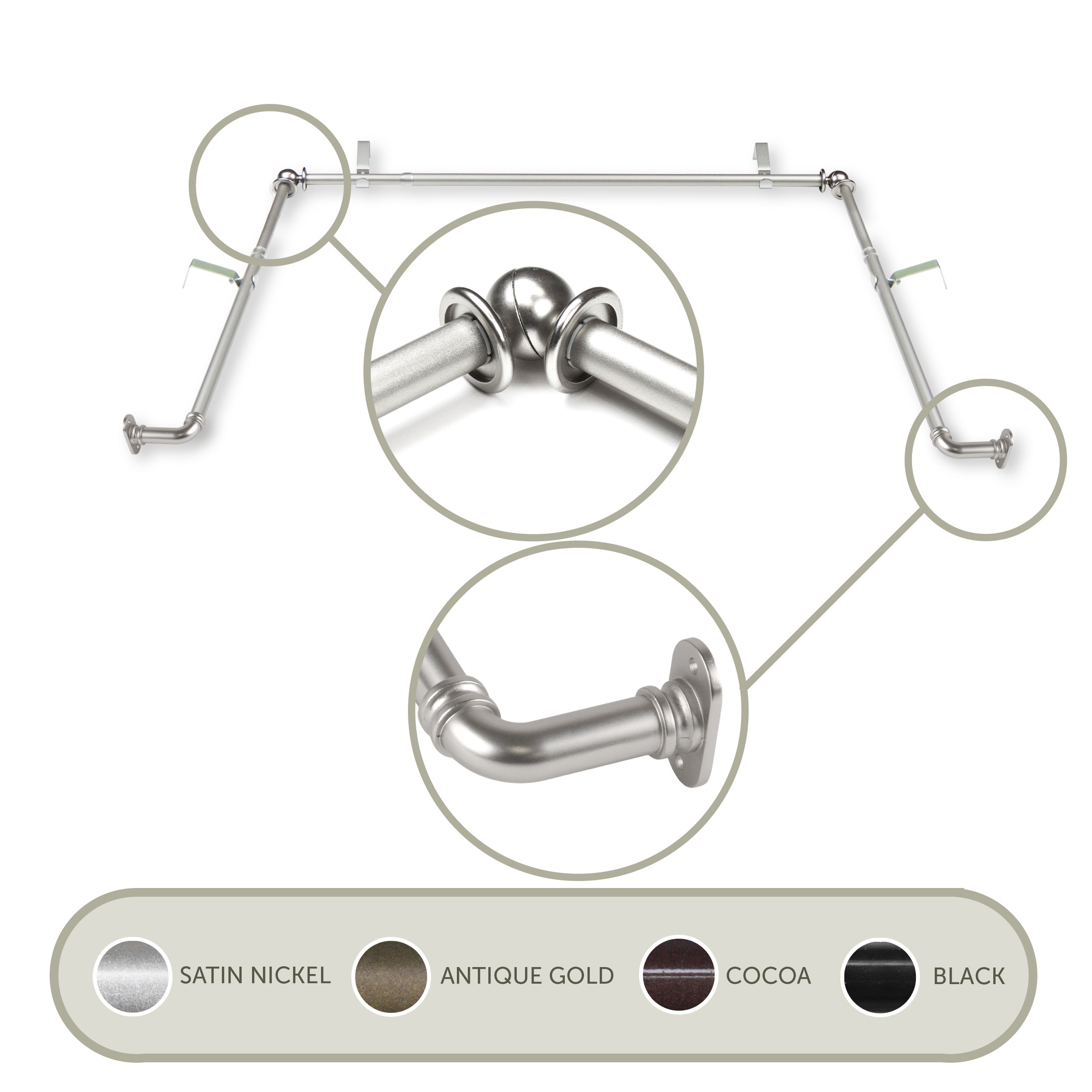 Williston Forge 5/8 Inch Blackout Bay Curtain Rod 20