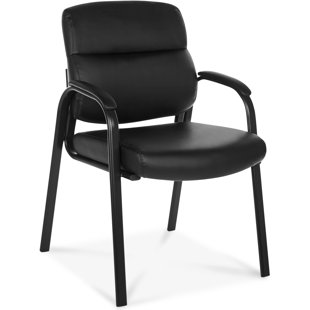 Leather Guest Chair with Padded Arms, Reception Meeting Waiting Room Office Chair