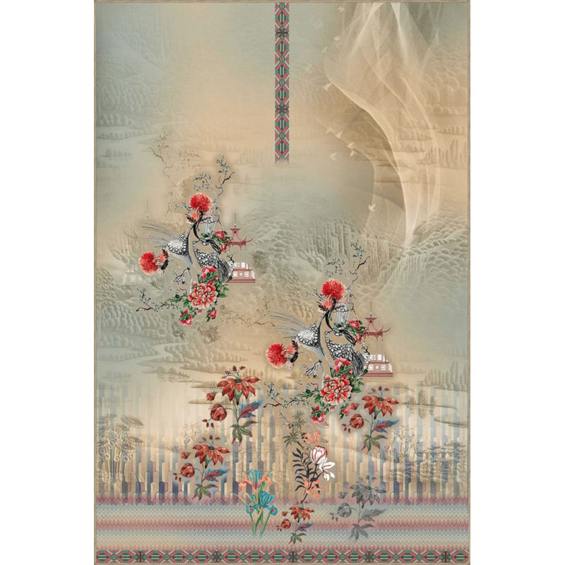 Tapis décoratif multicolore à motif floral lavable, Tapis de couloir 2 pi 6 po x 6 pi 7 po inclus