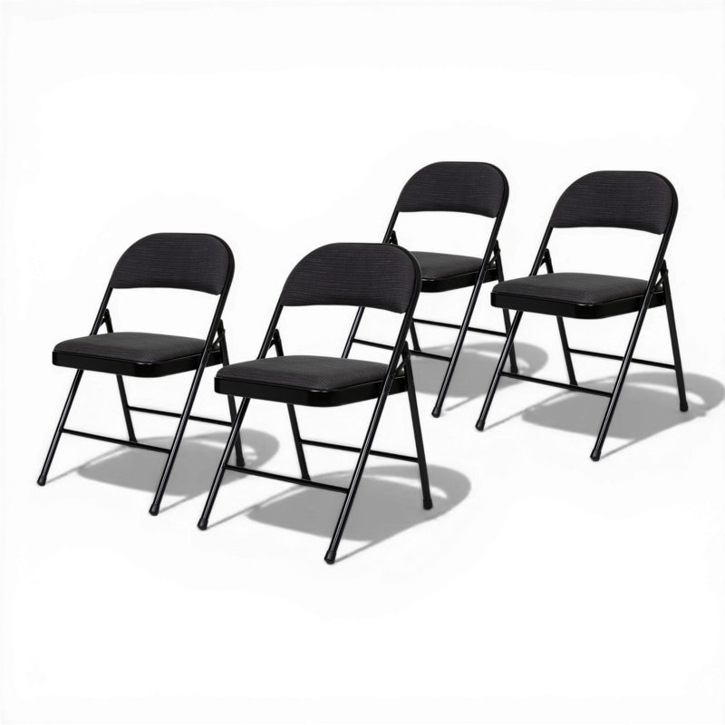 Bernadine Basics Fabric Folding Chair, Pack of 4, Black