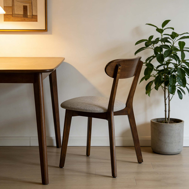 Chaises de salle à manger modernes en bois massif de style Mid-Century avec coussin rembourré et patins réglables