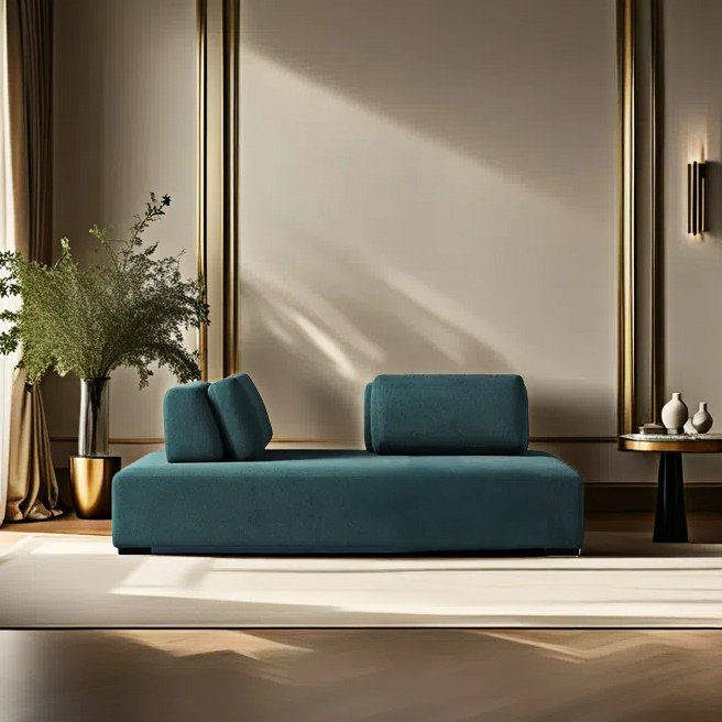 Chaise longue décontractée créative, minimaliste et moderne, Orienté à gauche (vu de face), Blanc cassé / blanc