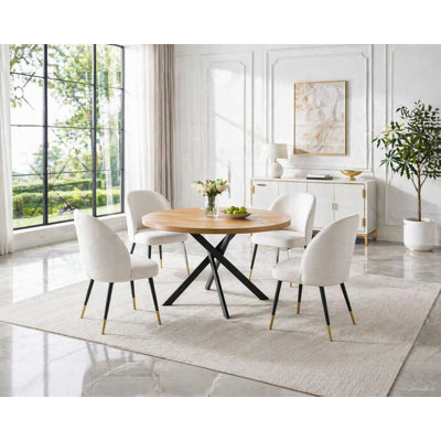Table de salle à manger ronde et pliable pour les petits espaces, fabrication en panneau de fibres à densité moyenne de qualité supérieure, assemblage rapide sans outil, structure renforcée robuste