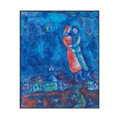 Estampe numérique sur toile encadrée "Les Amoureux" par Marc Chagall, art mural pour le salon, décorations pour bureau à domicile