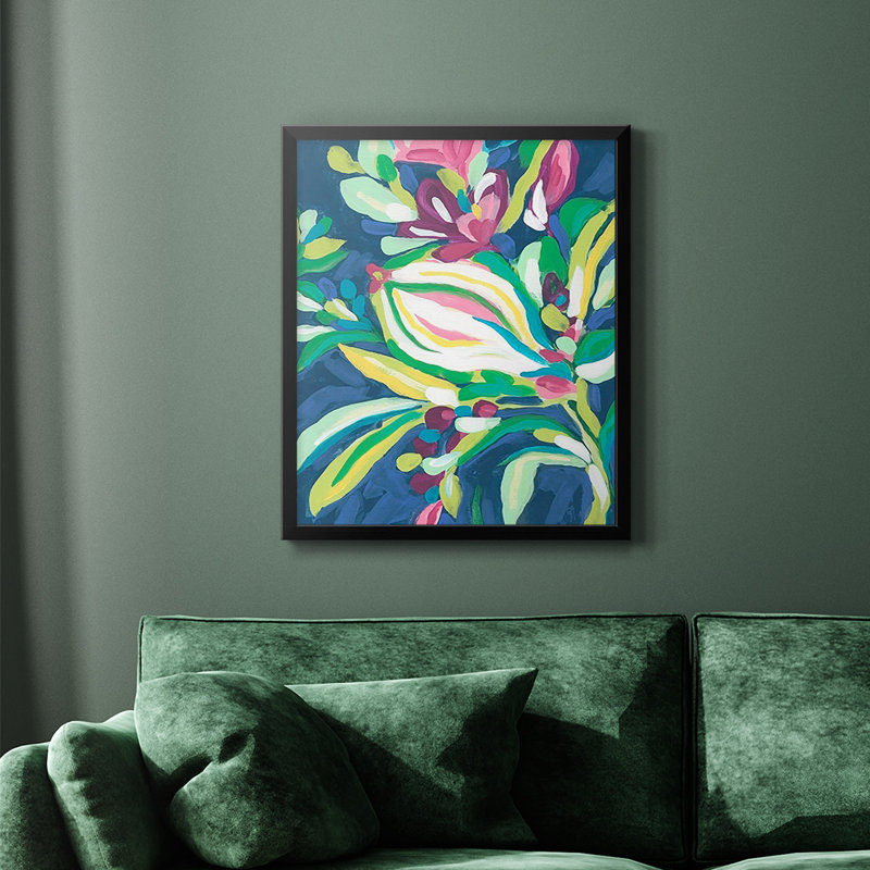 Toile encadrée de qualité supérieure Blue Tropics II - prête à être accrochée, Noir, H 24 po x l 20 po