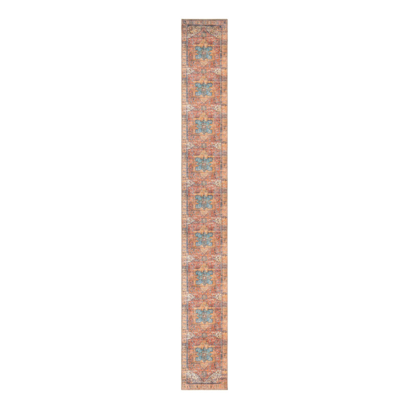 Tapis oriental rouge rouille, Tapis de couloir 2 pi 6 po x 19 pi 8 po
