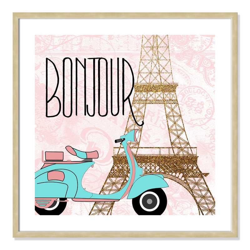 Bonjour paris 2, Cadre boîte champagne clair, H 23,5 po x l 23,5 po x P 1,19 po