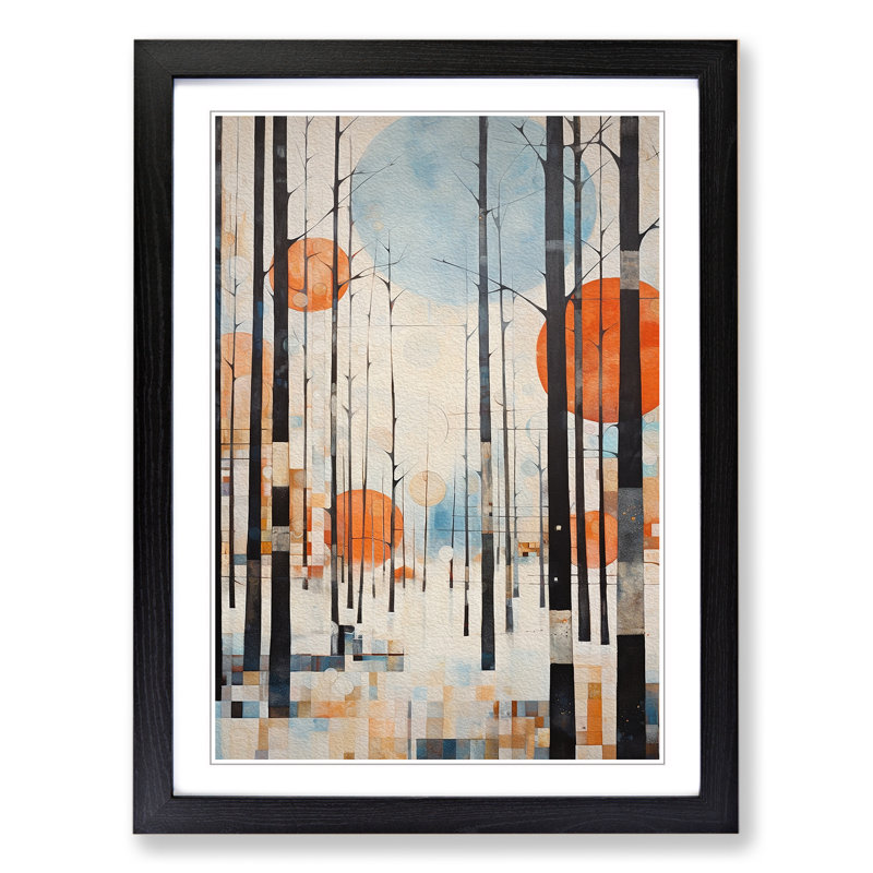 Winter Forest Dadaism - Single Picture Frame Print on Wood, 34cm H x 25cm W x 2cm D, Black