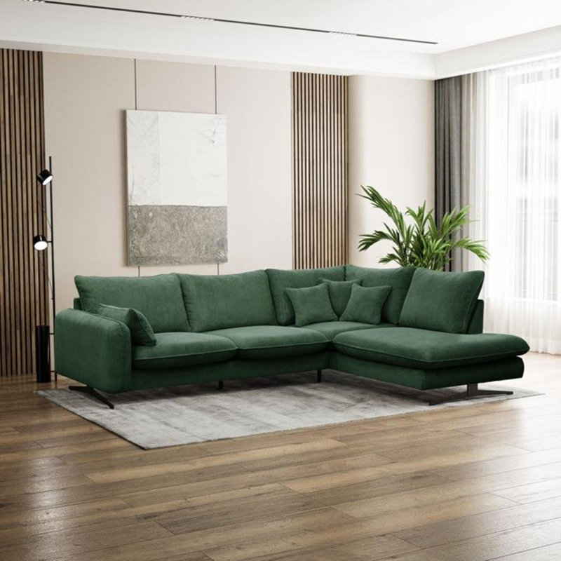 Casiyah 5 Seater Sofa & Chaise, Right Hand Facing, Green