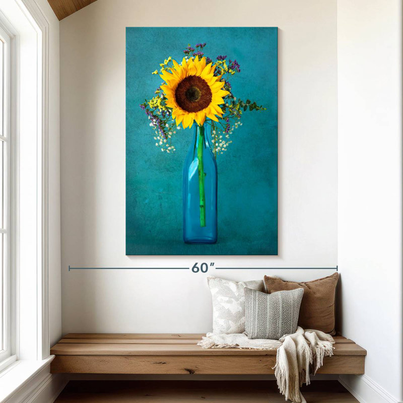Harnek Sunflower In Vase, 51" H x 34" W