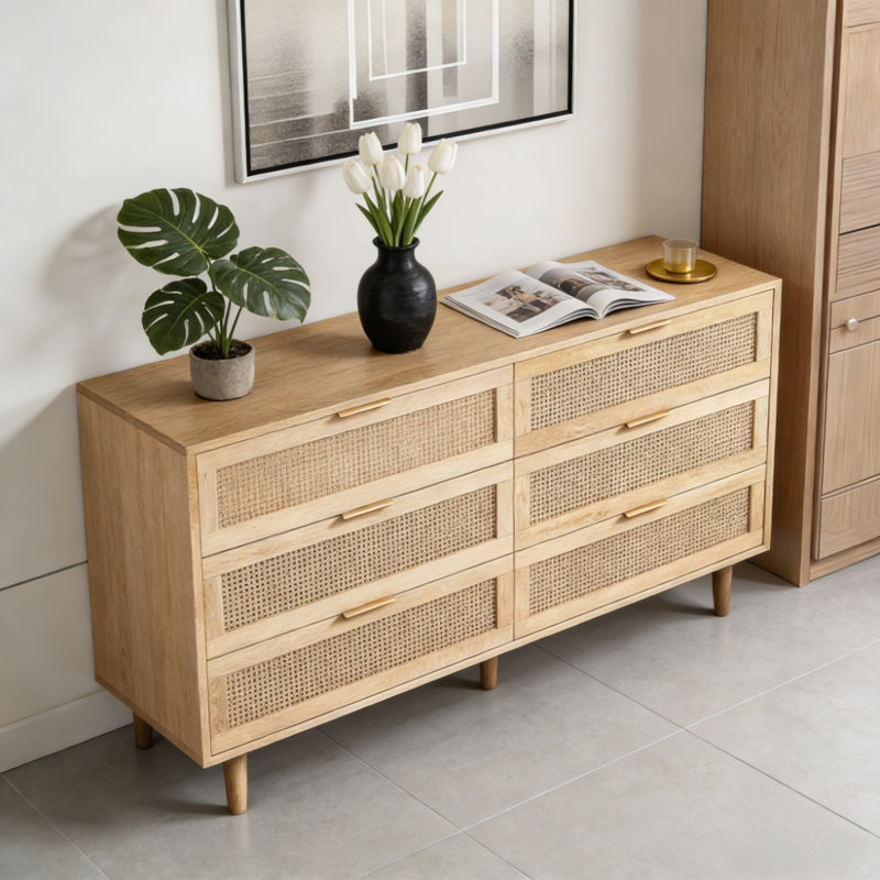 Storage Cabinet Rattan Drawer, Natural