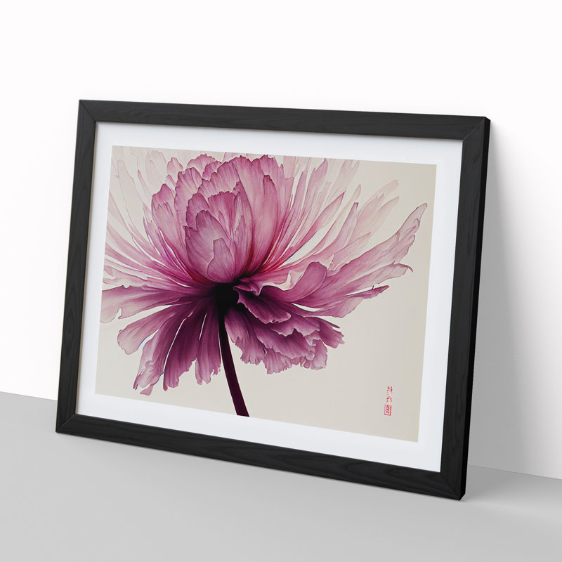 Dreamlike Carnation Flower 1 Piece Single Picture Frame Wall Art, 25cm H x 34cm W, Black