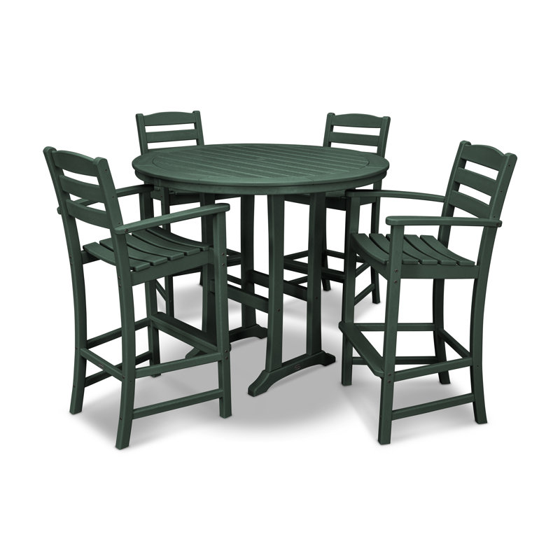 POLYWOOD La Casa Café 5-Piece Bar Dining Set, Green