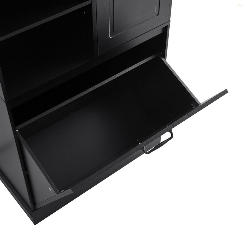 Tall Storage Cabinet With Adjustable Shelves, Large Flip-Out Basket & Enclosed Cabinets – Perfect For Bathroom, Living Room, Or Office, MDF Material With Aluminum Alloy Handles